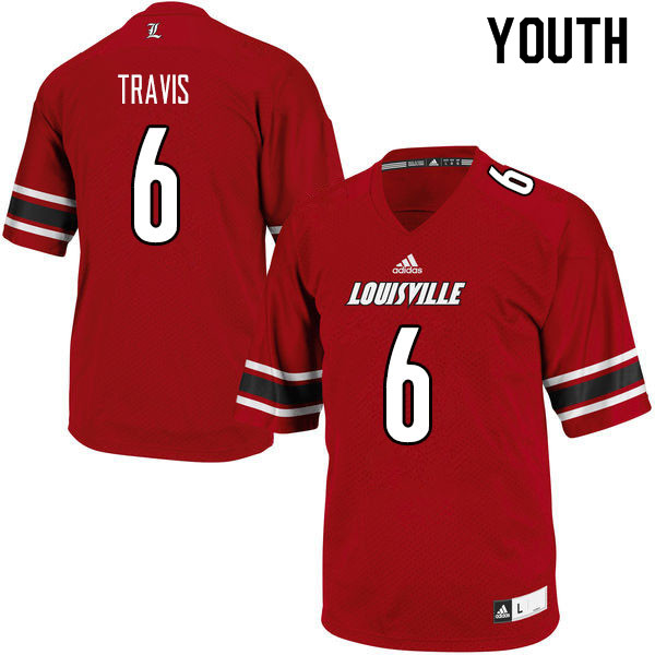 Youth #6 Jordan Travis Louisville Cardinals College Football Jerseys Sale-Red